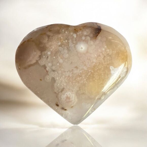 Flower Agate Heart Carving (#17)‎ - Picture 1 of 9